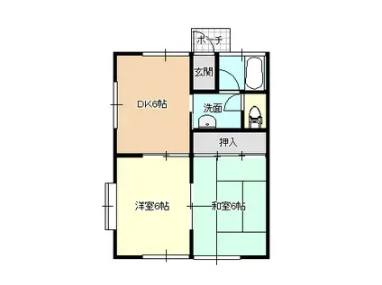 東町ハイツ北棟(2DK/2階)の間取り写真