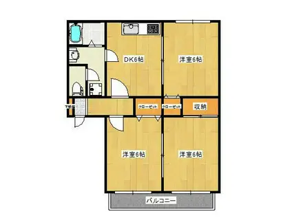 セジュール高崎D棟(3DK/1階)の間取り写真