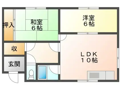 余市町共同(2LDK/2階)の間取り写真