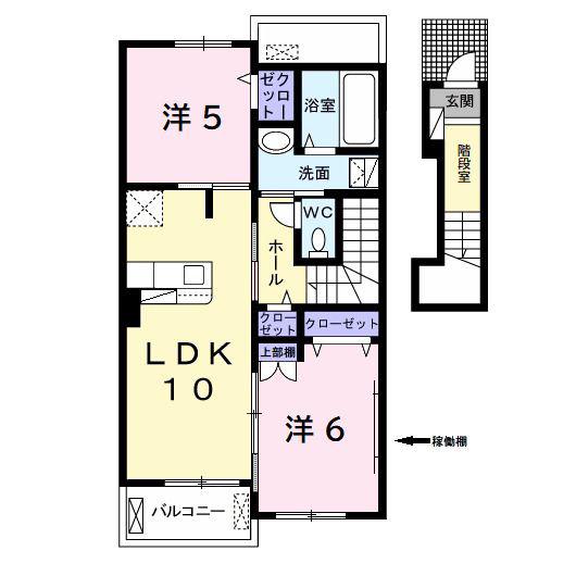 グラングラスB(2LDK/2階)の間取り写真