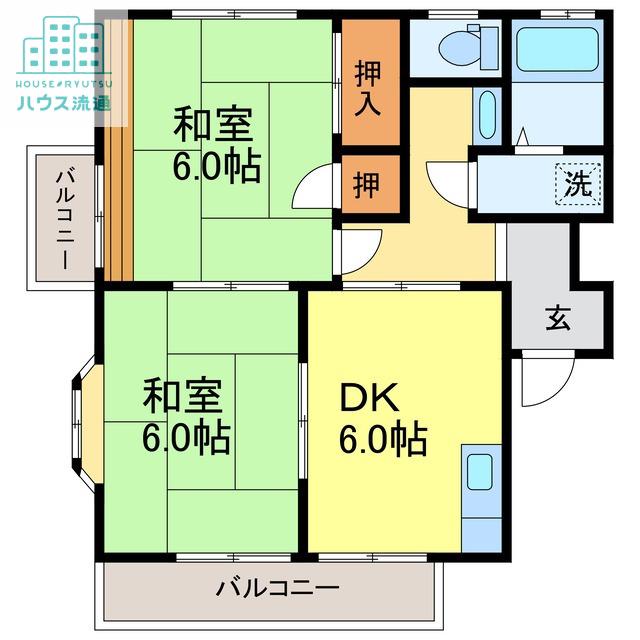ハイツ順(2DK/1階)の間取り写真