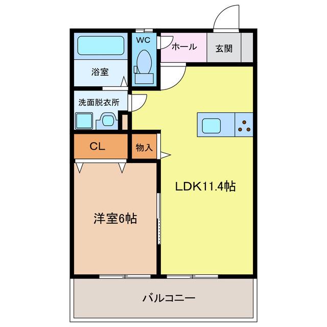 クリントブロンI(1LDK/1階)の間取り写真