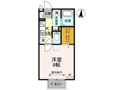 ウィルモアK・II(1K/1階)の間取り写真