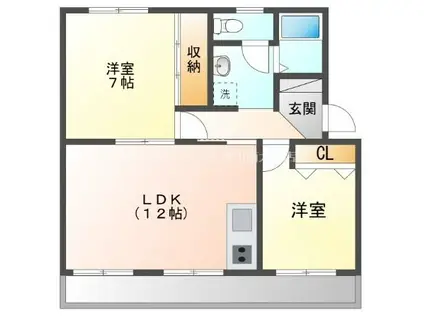 メゾン梨野(2LDK/3階)の間取り写真