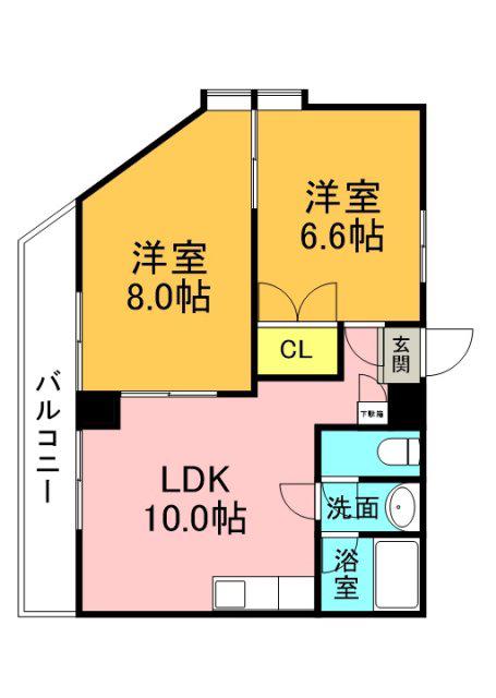 アメニティ21(2DK/2階)の間取り写真