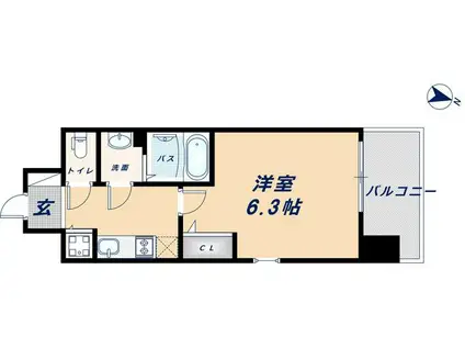 エスリード難波ザ・ゲート(1K/5階)の間取り写真