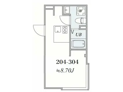 TRIAS185(1DK/2階)の間取り写真