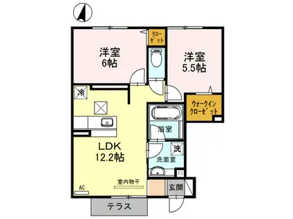 JR北陸本線 長浜駅 徒歩41分 2階建 築11年(2LDK/1階)の間取り写真
