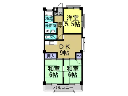 ハイツ瑠紫庵(3DK/3階)の間取り写真