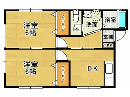 ソレイユ 4・5(2DK/2階)の間取り写真