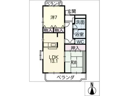 アビタシオン石黒(2LDK/4階)の間取り写真
