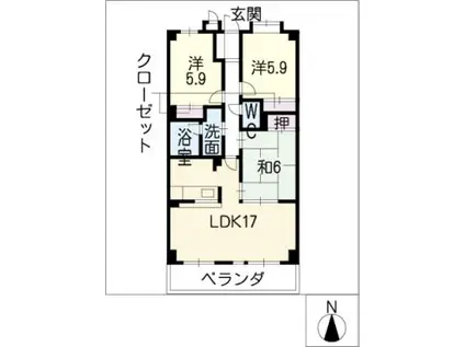 藤マンションII(3LDK/2階)の間取り写真