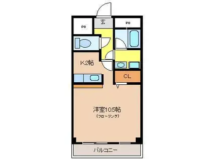 ダイヤモンドフィールド(ワンルーム/7階)の間取り写真