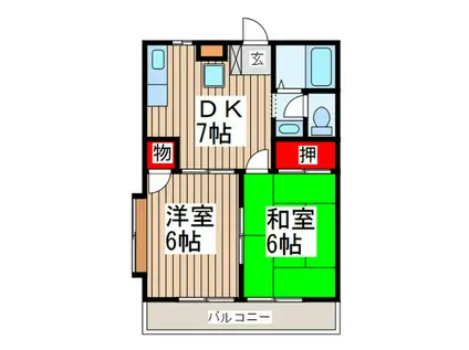 シェリール2(2DK/2階)の間取り写真