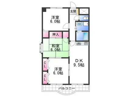 セピアコートI(3DK/3階)の間取り写真