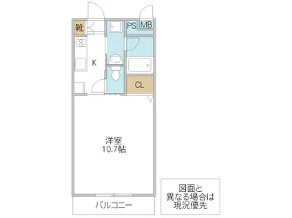 ラヴィエール ミト(1K/2階)の間取り写真