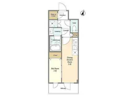 フォレスタ ミヤザキダイ(1DK/4階)の間取り写真