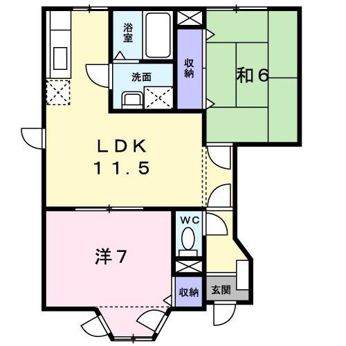 グリーンヒル塚崎(2LDK/1階)の間取り写真