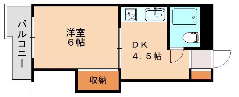 J・Oビル(1DK/4階)の間取り写真