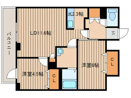 ヴィラ・コンフォート(2LDK/4階)の間取り写真