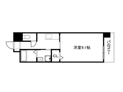 BELLE・FRANC祥鳥橋(1K/1階)の間取り写真