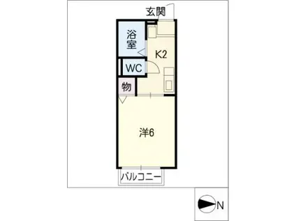 カルム新町(1K/1階)の間取り写真