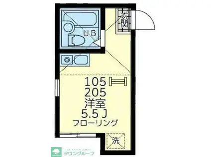 ユナイト寺前コーラルコースト(ワンルーム/2階)の間取り写真