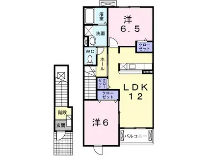 ヴェストA(2LDK/2階)の間取り写真