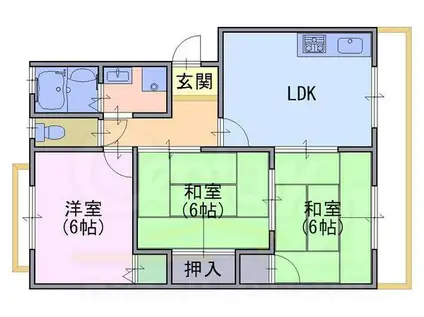 ハイツナカムラⅡ(3LDK/1階)の間取り写真