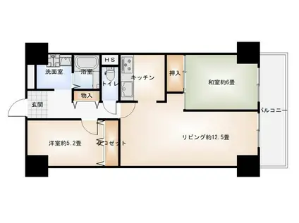 シャルム堺(2LDK/3階)の間取り写真