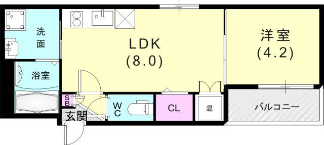 MAXIV CITY神戸鷹取DUE(1LDK/1階)の間取り写真