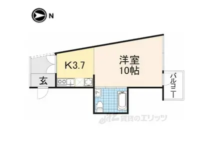 近鉄橿原線 大和八木駅 徒歩11分 4階建 築19年(1DK/3階)の間取り写真