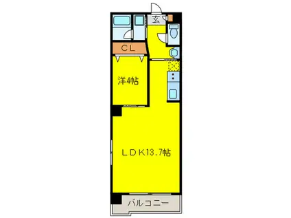 クレーネ平尾(1LDK/4階)の間取り写真