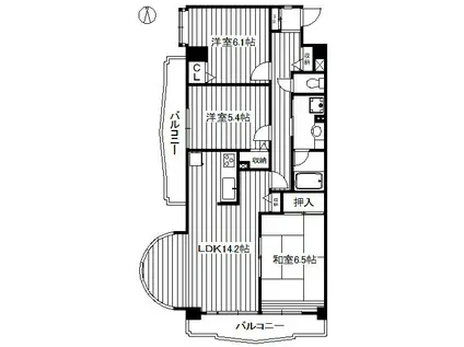 プラザ・サン・タナカ5号館(3LDK/2階)の間取り写真