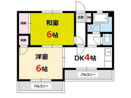 第二木村ビル(2DK/4階)の間取り写真