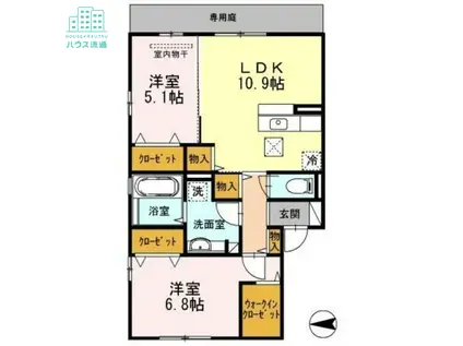 ハピネスA(2LDK/1階)の間取り写真