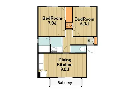クレセントⅠ(2LDK/1階)の間取り写真