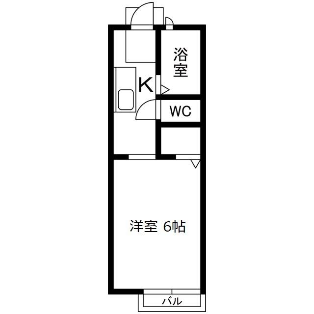 ビーライン(1K/1階)の間取り写真