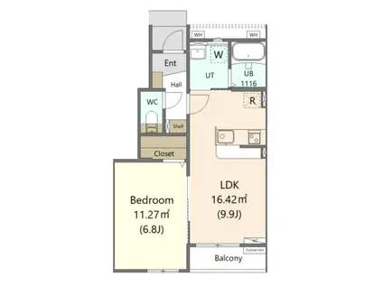 アンレーヴ吉岡A(1LDK/1階)の間取り写真