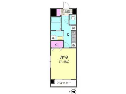 ボーブリアンあさひ(1K/3階)の間取り写真