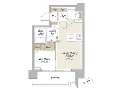 オーキッドレジデンス芝浦(1LDK/10階)の間取り写真