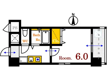チェリス本田(1K/2階)の間取り写真