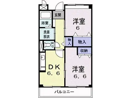 スリージエ(2DK/4階)の間取り写真