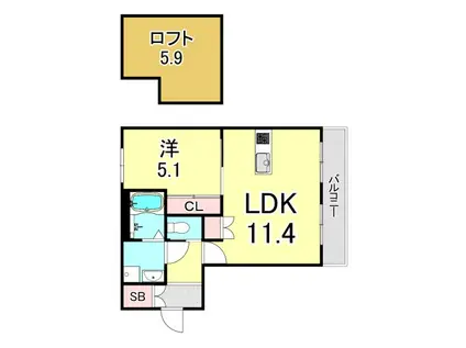 MICA ELENO苦楽園(1LDK/1階)の間取り写真