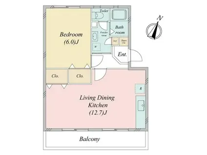 町田コープタウン18号棟(1LDK/4階)の間取り写真