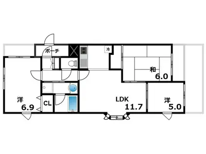 ワコーレファラオ本山(3LDK/6階)の間取り写真