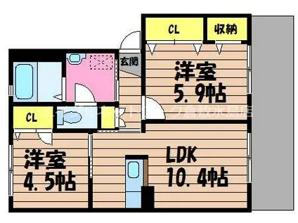 パークタウン茶屋町K(2LDK/1階)の間取り写真