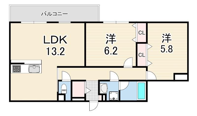 ブライトガーデン(2LDK/1階)の間取り写真