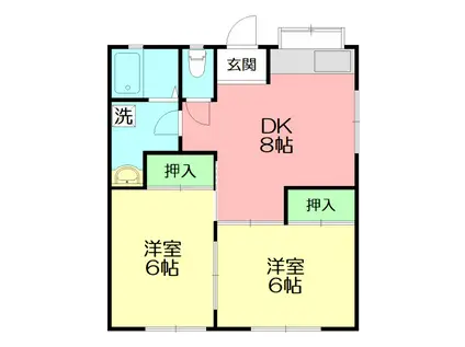 星崎アパート(2DK/2階)の間取り写真