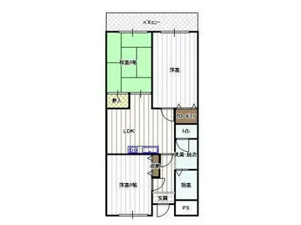 サンバリーアッツカワカツ(3DK/2階)の間取り写真